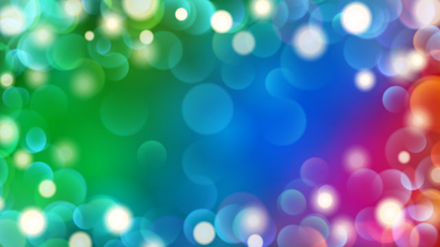 Abstract light background with bokeh effects in green, blue and purple colors