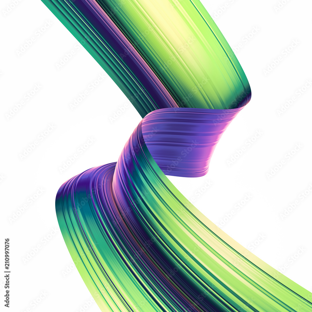 Poster 3d render abstract background. colorful 90s style twisted shapes in motion. iridescent digital art f