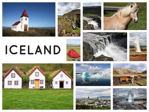 Iceland collage postcard