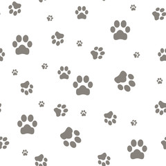 Fototapeta premium paw print seamless pattern on white background