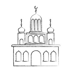 arabic castle tower with moon vector illustration design