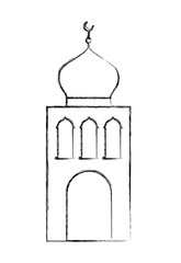 arabic castle tower with moon vector illustration design