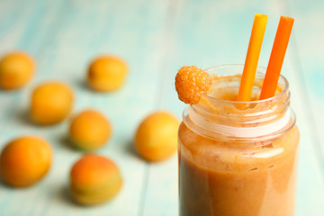 apricot smoothies in a bottle