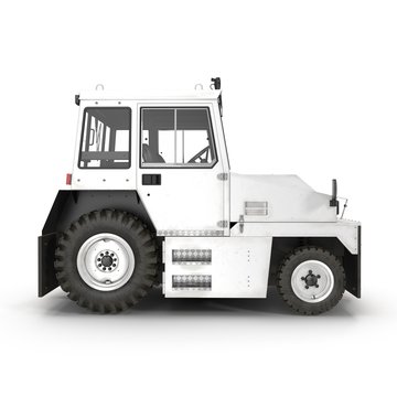 Aircraft Towing Tractor on white. Side view. 3D illustration