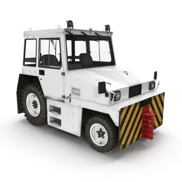 Aircraft Towing Tractor on white. 3D illustration