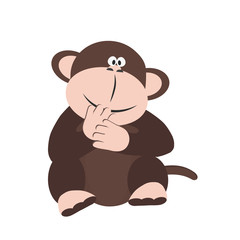 Cute baby monkey in cartoon style, vector art and illustration.