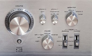 Vintage Stereo Amplifier Shiny Metal Volume Control Knob