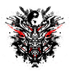 Obraz na płótnie Canvas sinister toothy mask of the samurai