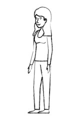 beautiful and young woman character vector illustration design