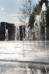 Fountain in the pedestrian zone on Krymskaya embankment near the Central House of Artists on Krymsky Val
