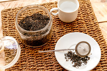 Tea cap on the wooden table