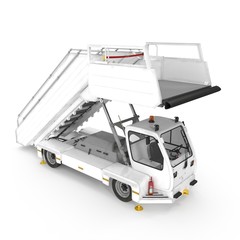 Passenger Boarding Stairs Car on white. 3D illustration