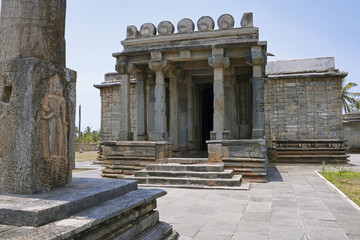 Obraz premium Front view of Shantinatha Basadi, Basadi Halli jain temple complex, Karnataka