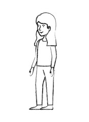 beautiful and young woman character vector illustration design