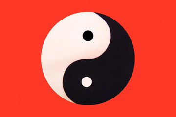 Ying yang symbol of harmony and balance on the red