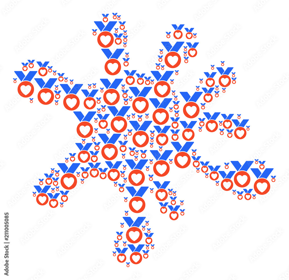 Poster blot shape formed of care award items in different sizes. abstract vector splatter representaion. ca