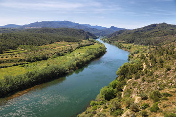 Fototapeta na wymiar Ebro river Miravet castle in Catalonia