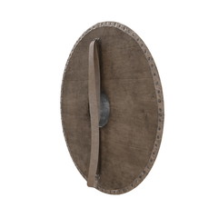 Medieval Round Viking Wooden Shield on white. 3D illustration