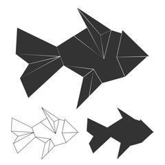 Polygonal, line and silhouette fish vector logo set
