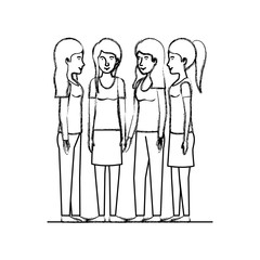 group of women friends characters vector illustration design