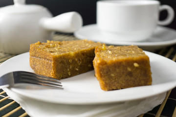 Homemade pine nut sesame steamed cake from Sarawak