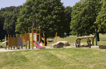 Children play area in city public park. Location, Darthmouth park, West Bromwich, England. Day time and nobody