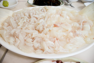  Fresh slices of raw fish(sashimi) in Busan, Korea.