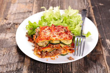 lasagne and salad