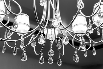 Beautiful crystal chandelier in black and white