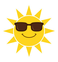 Summer sun smiling face with sunglasses vector illustration isolated on white 
