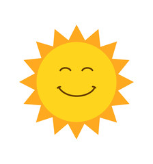 Cute smiling sun  icon vector illustration isolated on white 