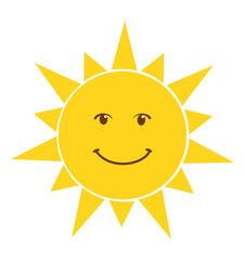 Happy smile sun icon vector illustration isolated on white