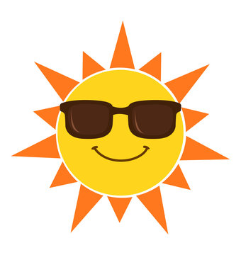 Flat icon of Sun with sunglasses. Vector. - Stock Illustration [102981636]  - PIXTA