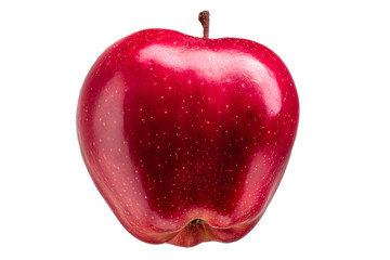 Single delicious red apple isolated on white background with clipping path and shiny reflections