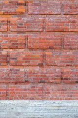 Background texture of red brick wall and white granite.