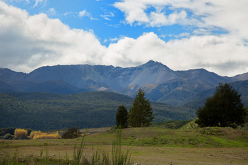 Clouds over the mountains in New Zealand