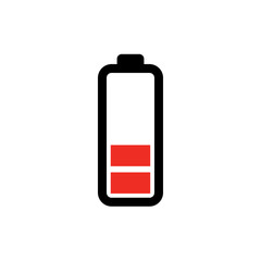 Low battery icon - power batteryillustration - electricity symbol - energy sign - flat vector illustration isolated on white background.