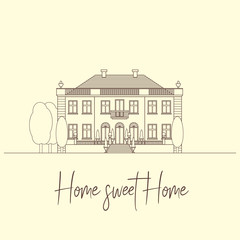 Home sweet home! Vector retro vintage  isolated illustration on light background