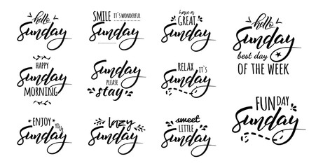 hello happy sunday lettering