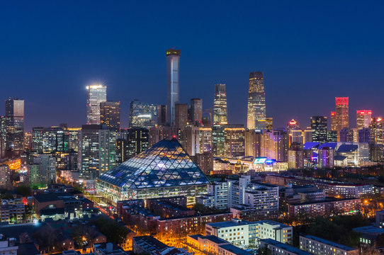 Beijing CBD skyline night view