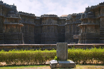 Hoysaleshwara Temple complex, Halebid, Karnataka. View from West.