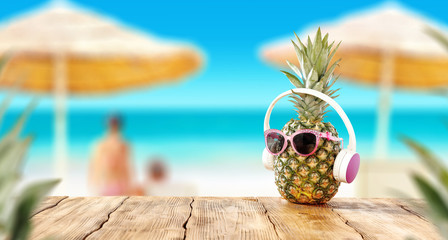 Summer photo of fresh pineapple 