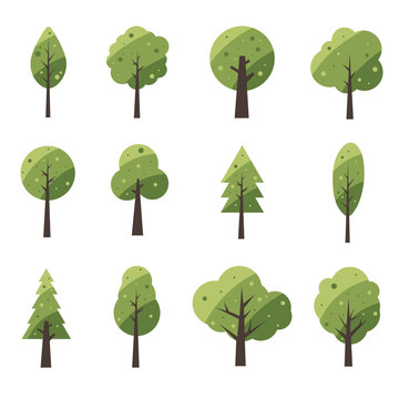Collection of trees on white background. nature or healthy. Vector illustrationCollection of trees on white background. nature or healthy. Vector illustration