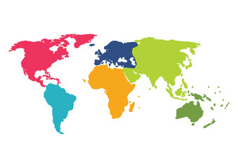 World map, Australia, Asia, Africa, Usa. Globe world map concept. Vector illustration
