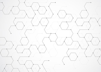 Abstract connecting dots and lines. Connection science background. Vector illustration