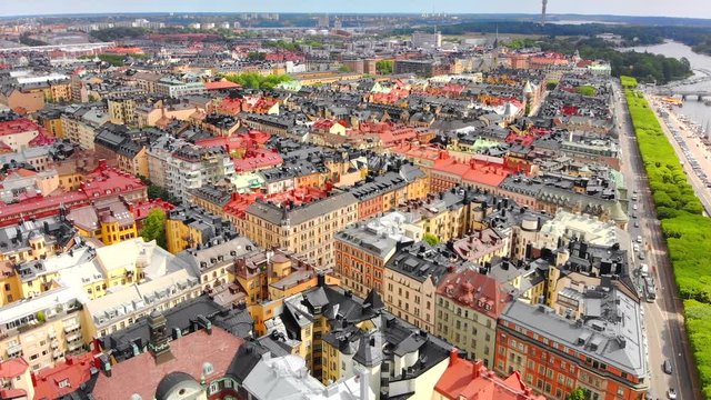 Amazing aerial view of Stockholm Sweden's colorful architecture.
