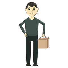 Obraz premium Delivery man. Cartoon character and delivery service