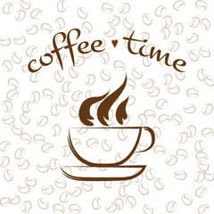 Vector illustration of coffee cup on white background. Coffee shop background
