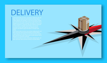 Delivery background with compass and box.