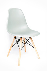 Gray modern chair with wooden legs